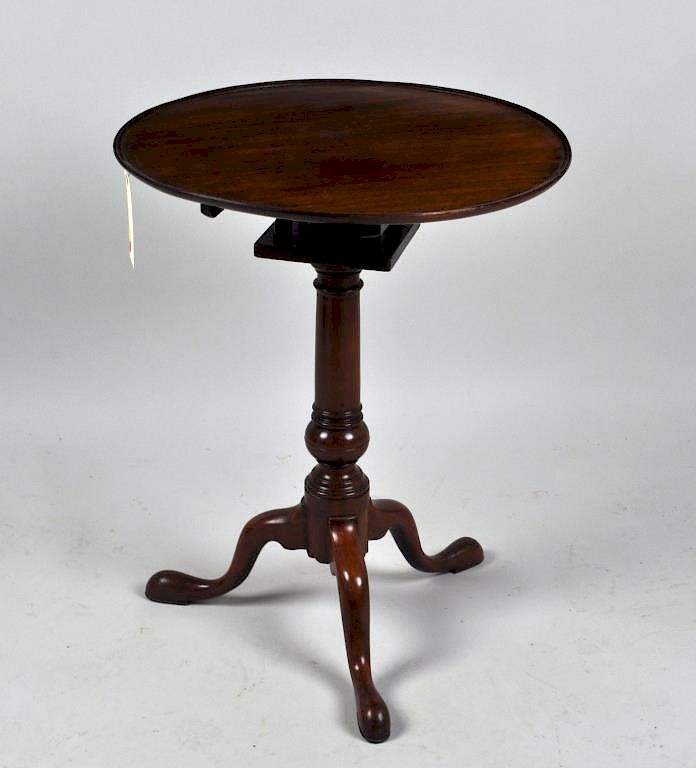 Appraisal: American Mahogany Dish Top Candlestand with molded circular top tipping