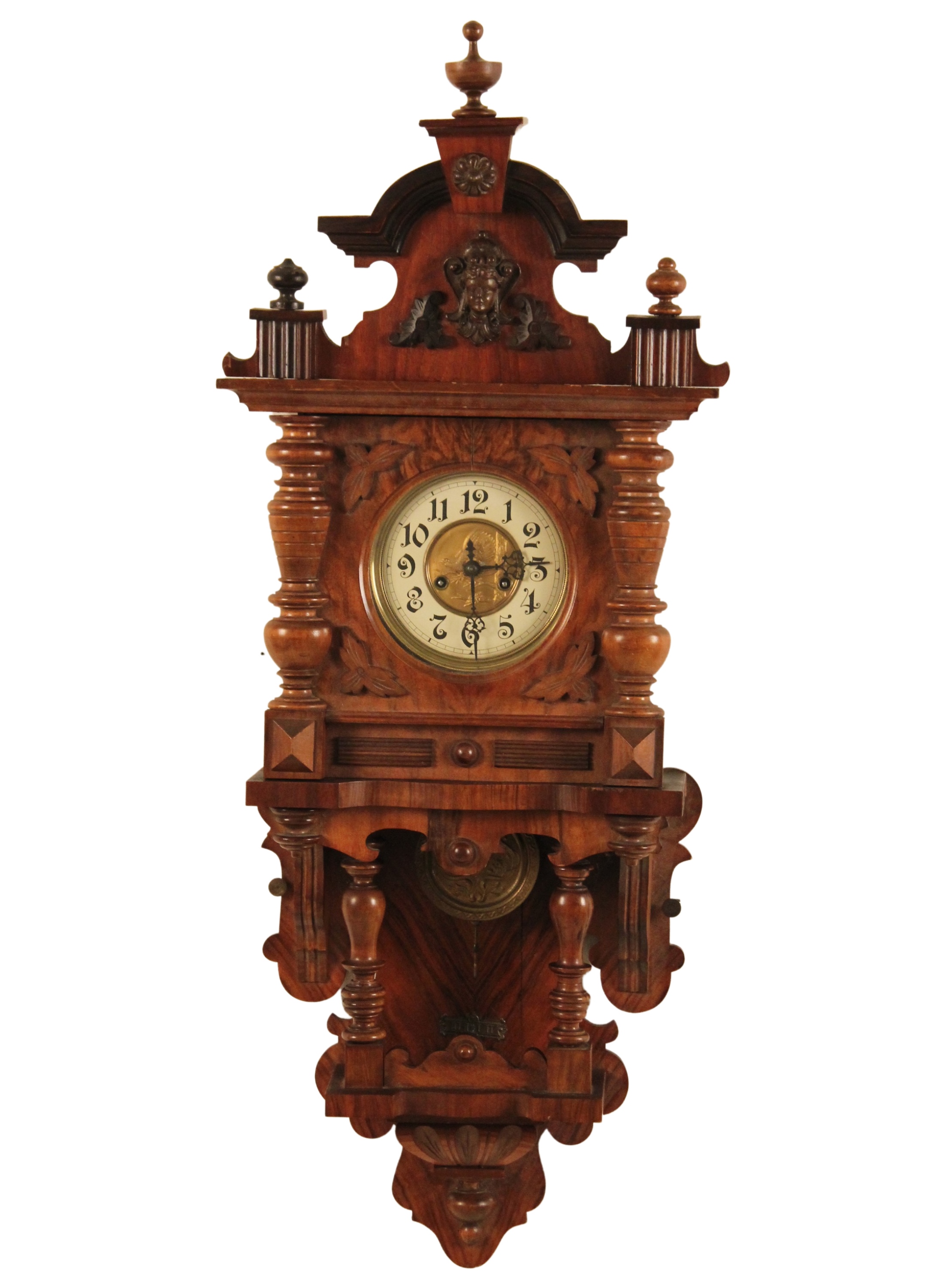 Appraisal: German Gustav Becker walnut open well wall clock having gilt