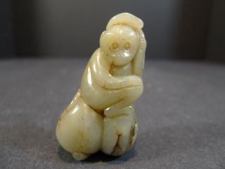 Appraisal: CHINESE HETIAN JADE CARVED MONKEY PENDANT NO RESERVE ON THIS