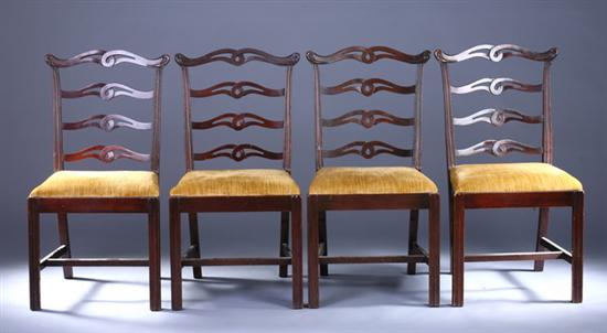 Appraisal: SET OF FOUR CHIPPENDALE STYLE MAHOGANY SIDE CHAIRS th Century