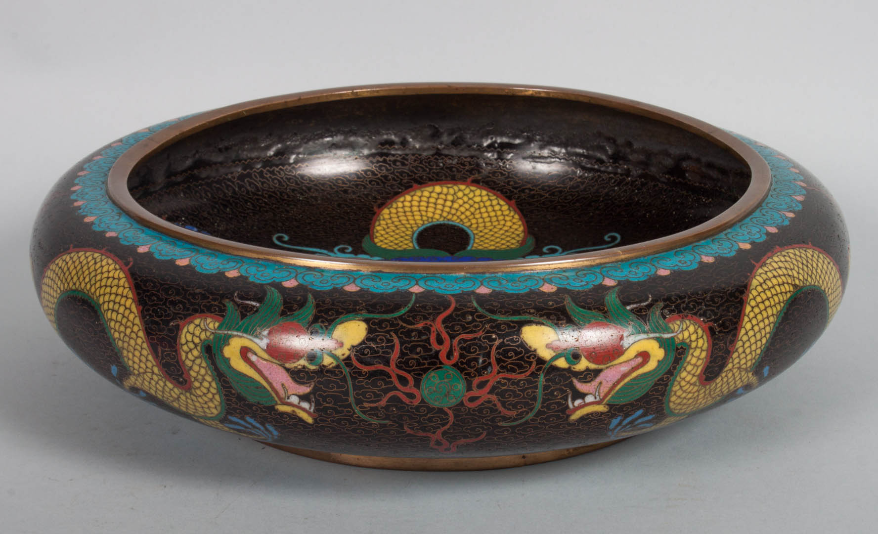 Appraisal: Chinese cloisonne enamel bowl late th early th century interior