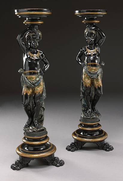 Appraisal: A pair of Venetian carved blackamoors late th century The