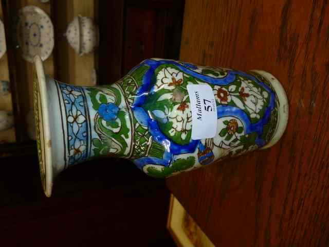 Appraisal: AN ORIENTAL TIN GLAZED POSSIBLY TURKISH OR MIDDLE EASTERN VASE