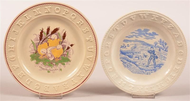 Appraisal: Two Transfer Decorated Alphabet Plates Two Transfer Decorated Ironstone China