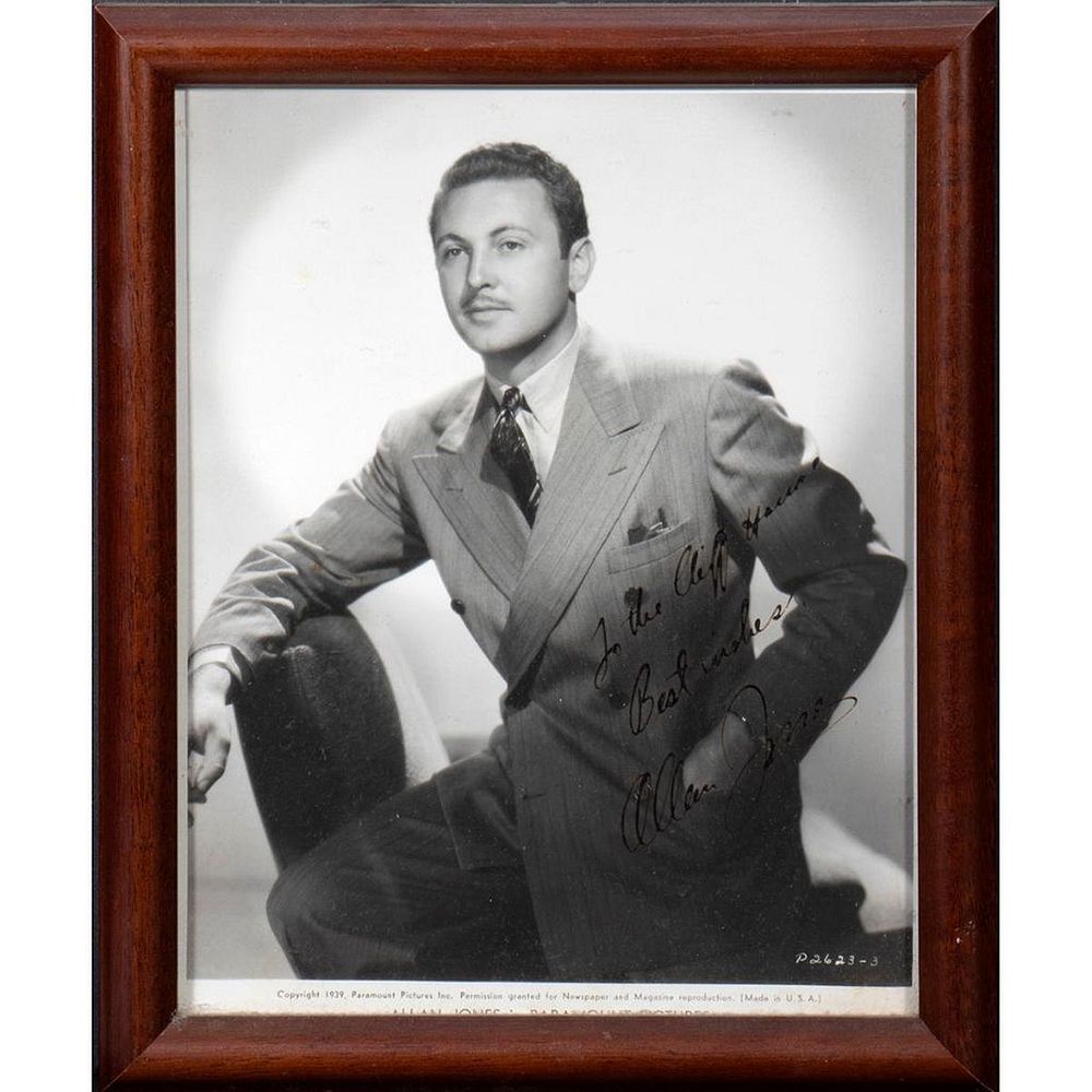 Appraisal: Allan Jones Original autographed inscribed photograph Size x Condition Showing