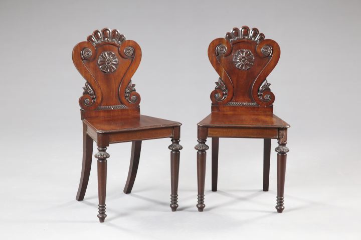 Appraisal: Pair of William IV Mahogany Hall Chairs second quarter th