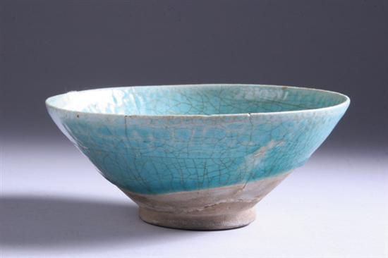 Appraisal: KASHAN TURQUOISE GLAZED BOWL - in diam PROVENANCE Estate of