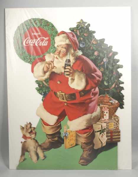 Appraisal: Cardboard Coca-Cola Santa Cutout Window Display Description Beautiful with only