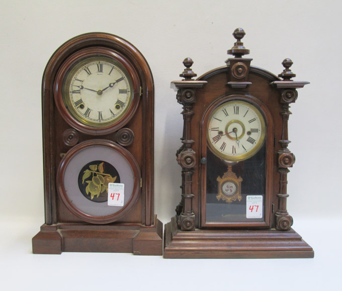 Appraisal: TWO AMERICAN VICTORIAN ROSEWOOD SHELF CLOCKS Patti No by Welch