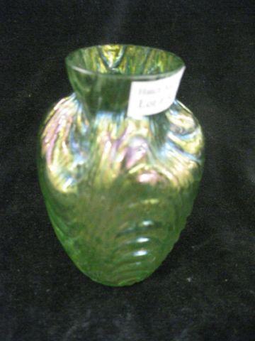 Appraisal: Loetz Art glass Vase irridescent finish on drapery decor blue-green