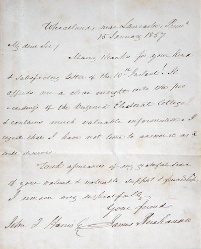 Appraisal: Artist James Buchanan - Title Letter to John T Harris