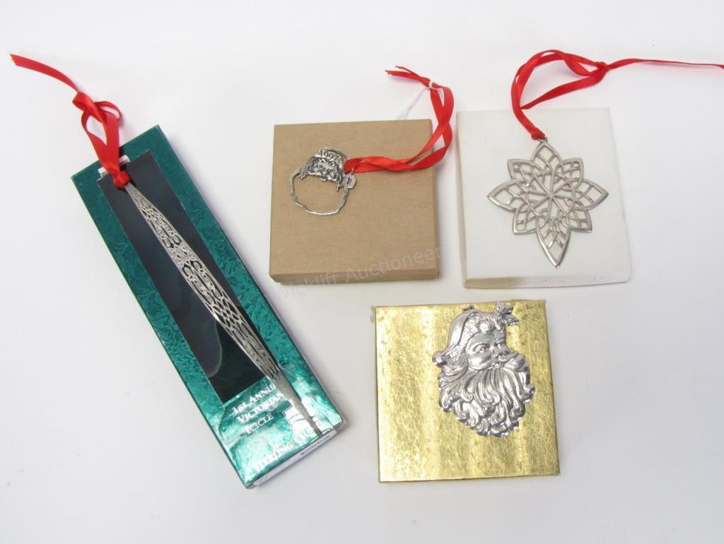 Appraisal: Four sterling ornaments including a Lunt reticulated icicle with box