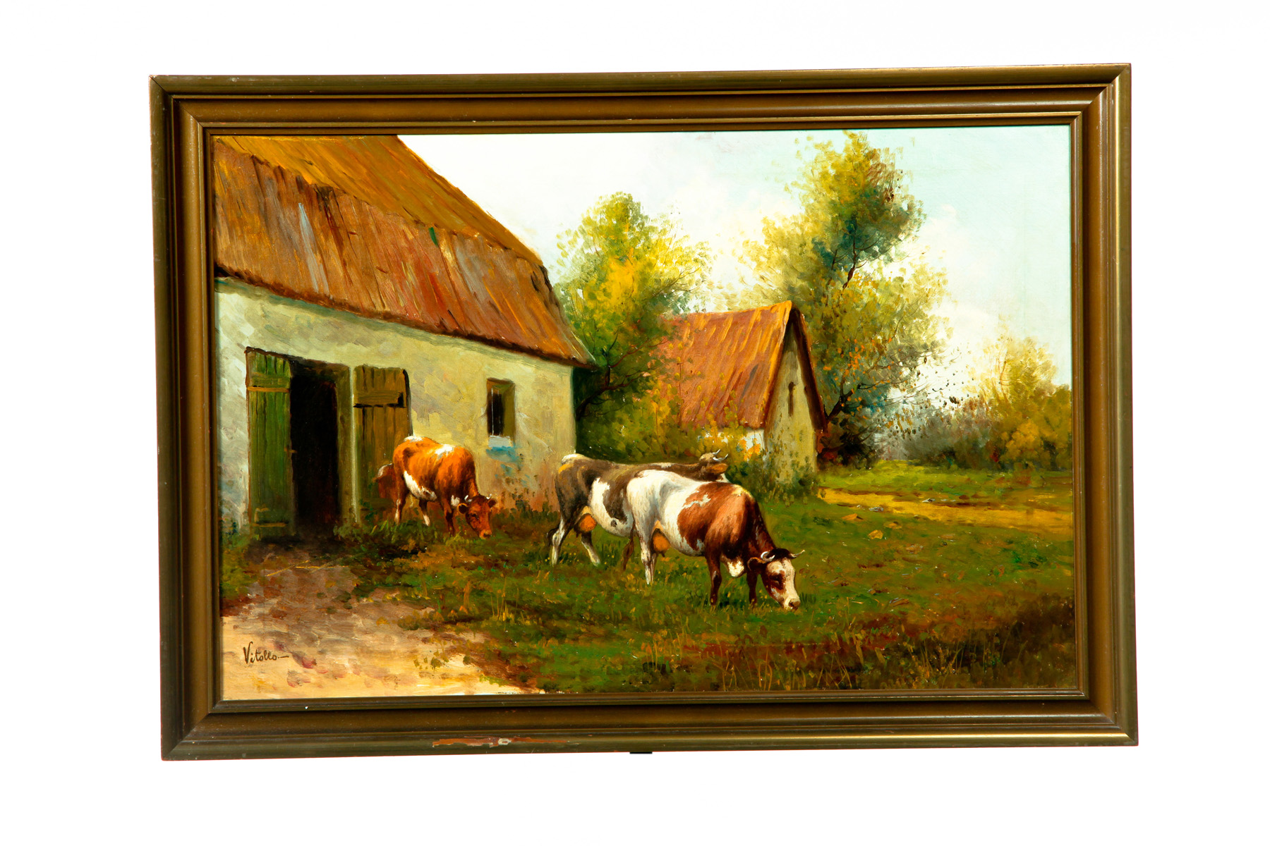 Appraisal: OIL ON CANVAS OF COWS BY A VITOLLO Netherlands th