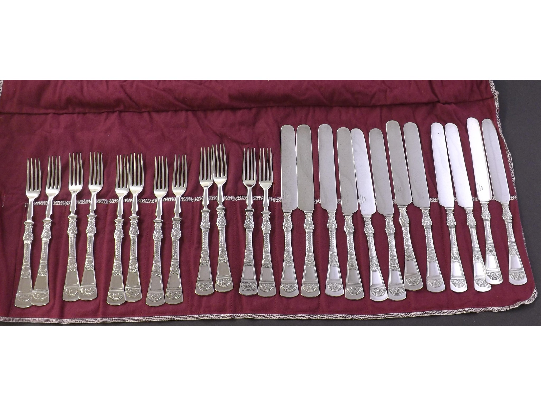 Appraisal: Attractive Elkington Co aesthetic twelve place setting of silver fruit