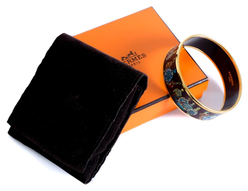 Appraisal: HERMES WIDE ENAMEL QU IMPORTE LE FLACON BANGLEHermes Wide Enamel