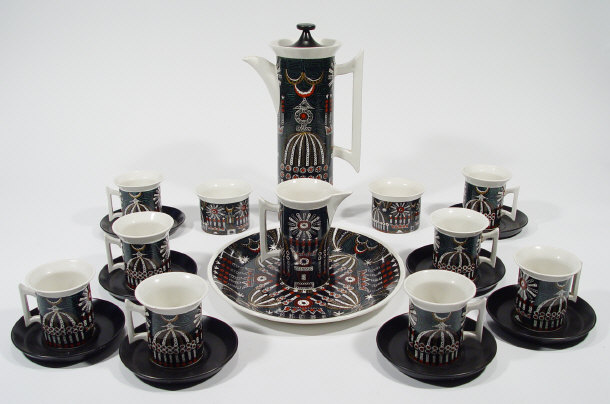 Appraisal: Portmeirion 'Magic City' patterned eight place coffee service with transfer