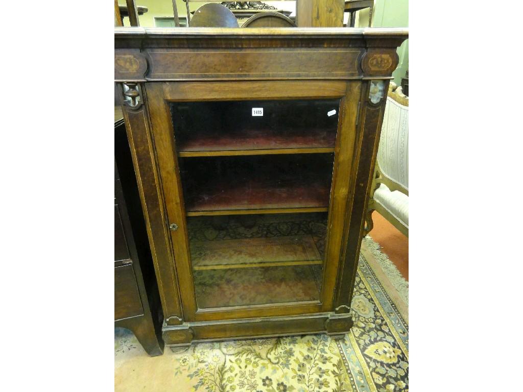 Appraisal: A th century figured walnut veneered side cabinet enclosed by