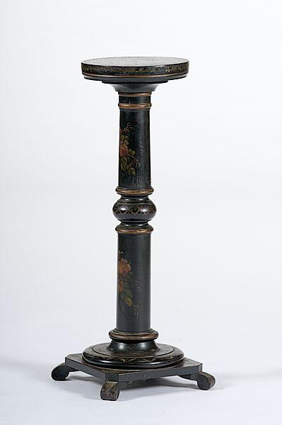 Appraisal: VICTORIAN EBONIZED AND PAINTED PEDESTAL with turning painted top over