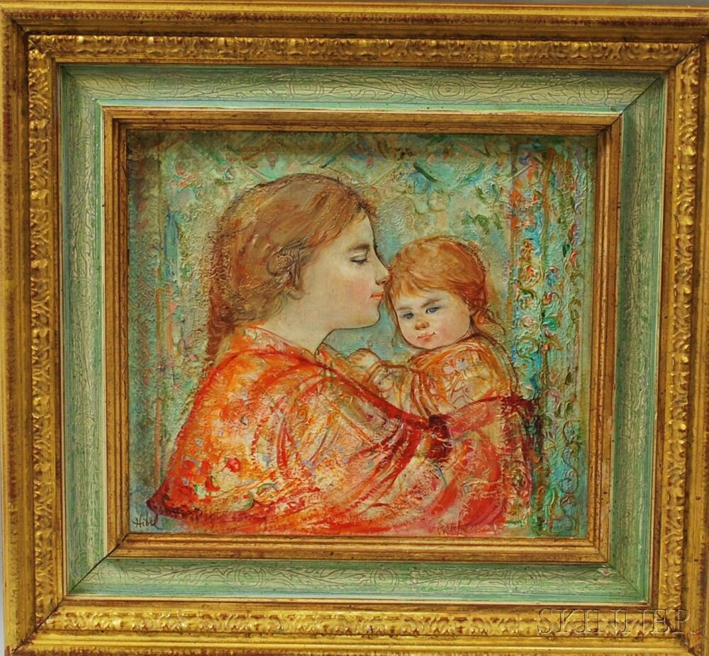 Appraisal: Edna Hibel American b Mother and Child Signed Hibel l