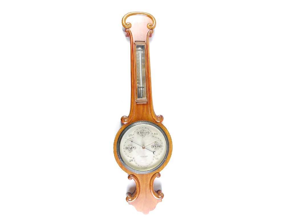 Appraisal: MAHOGANY WHEEL SHAPED ANEROID BAROMETER retailed by Lloyd Payne Amiel