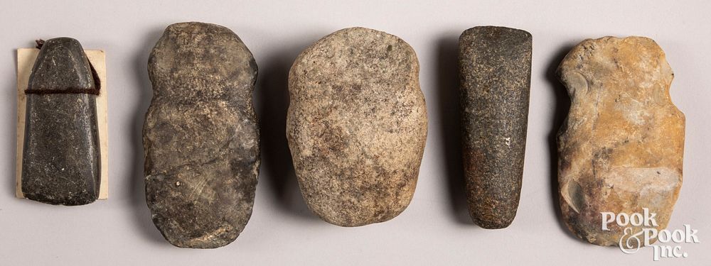 Appraisal: Five ancient stone axes and celts Five ancient stone axes