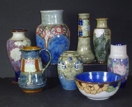 Appraisal: A group of Royal Doulton blue and green glazed wares