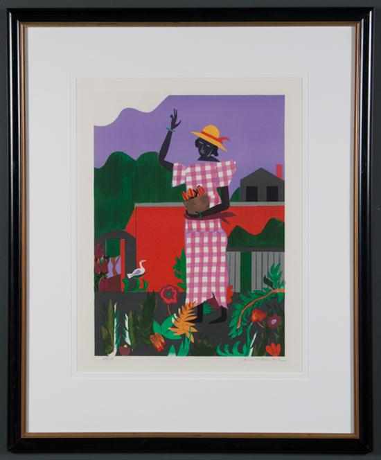 Appraisal: Romare Howard Bearden American - ''Girl in the Garden'' color