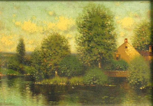 Appraisal: Henry Pember Smith - House by a pond signed 'Henry