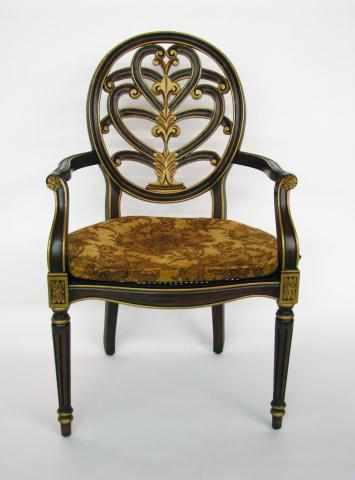 Appraisal: Period Style Decorator Armchair with Cane Seat and tapestry cushion