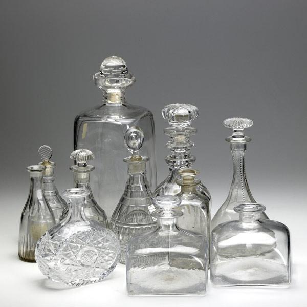 Appraisal: ELEVEN th C DECANTERS Some missing stoppers some with damage