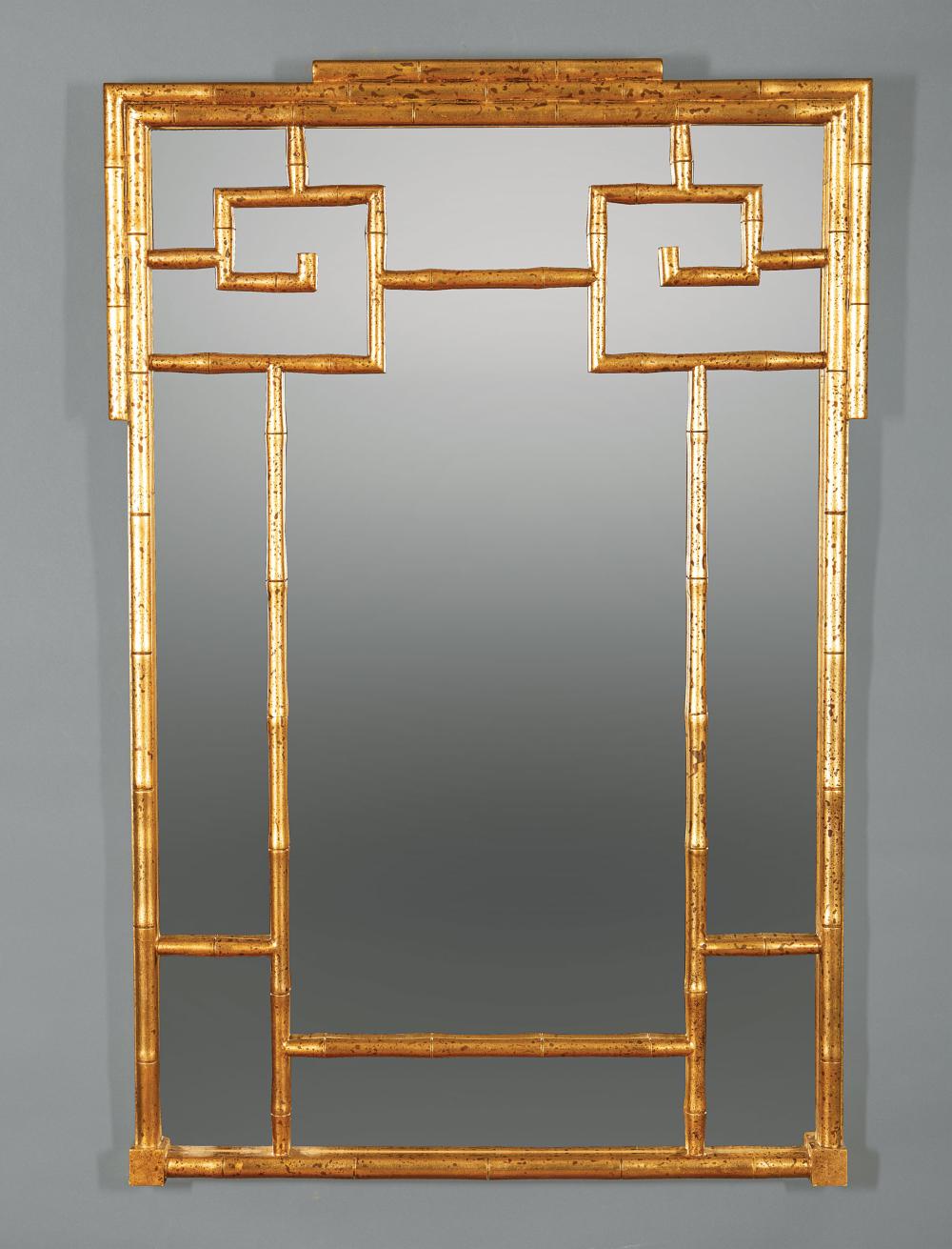 Appraisal: Pair of Continental Giltwood Faux Bamboo Mirrors h in w