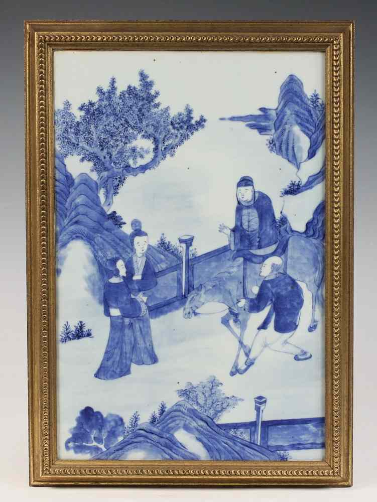 Appraisal: FRAMED CHINESE PLAQUE - Large Framed Chinese Porcelain Plaque in