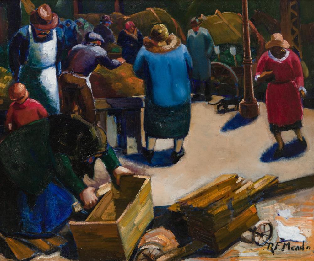 Appraisal: RODERICK FLETCHER MEAD American - At the Market oil on