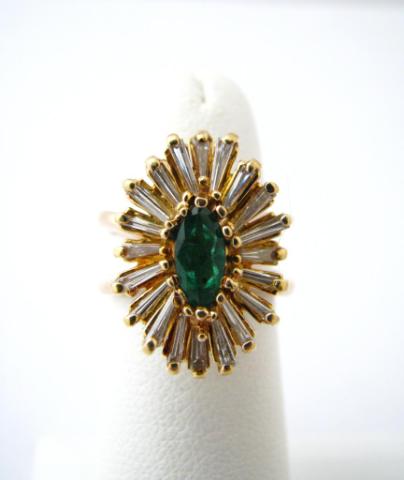 Appraisal: Lady's K Yellow gold emerald and diamond ring with bead