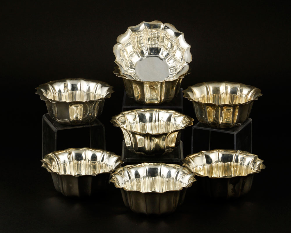 Appraisal: - Silver Finger Bowls Eight finger bowls silver approximately troy