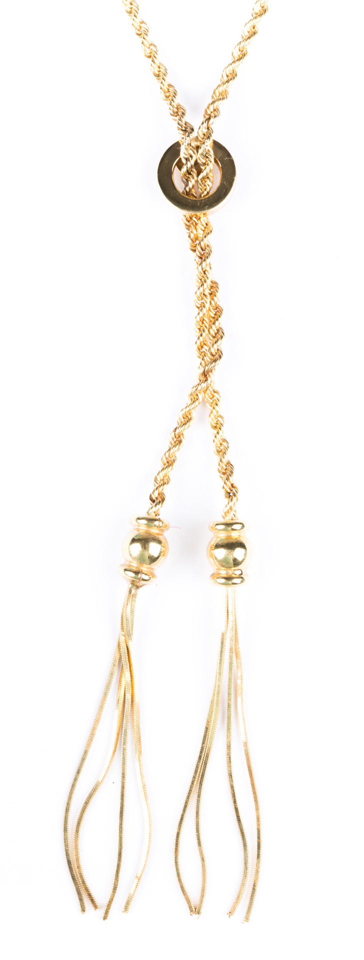 Appraisal: An Italian Rope Chain Necklace with Tassel K in L