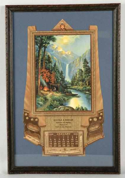 Appraisal: Framed Accola Buehler Hardware Calendar Description Full pad Nice image