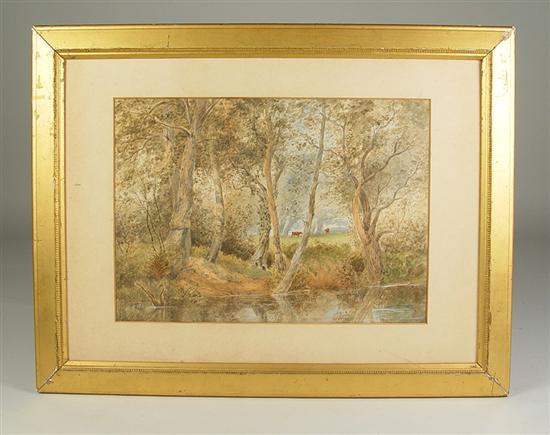 Appraisal: Ellis Tristram James - Watercolor of cattle stream and trees