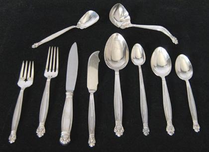 Appraisal: Manchester sterling silver 'Copenhagen' pattern flatware service pattern introduced Comprising