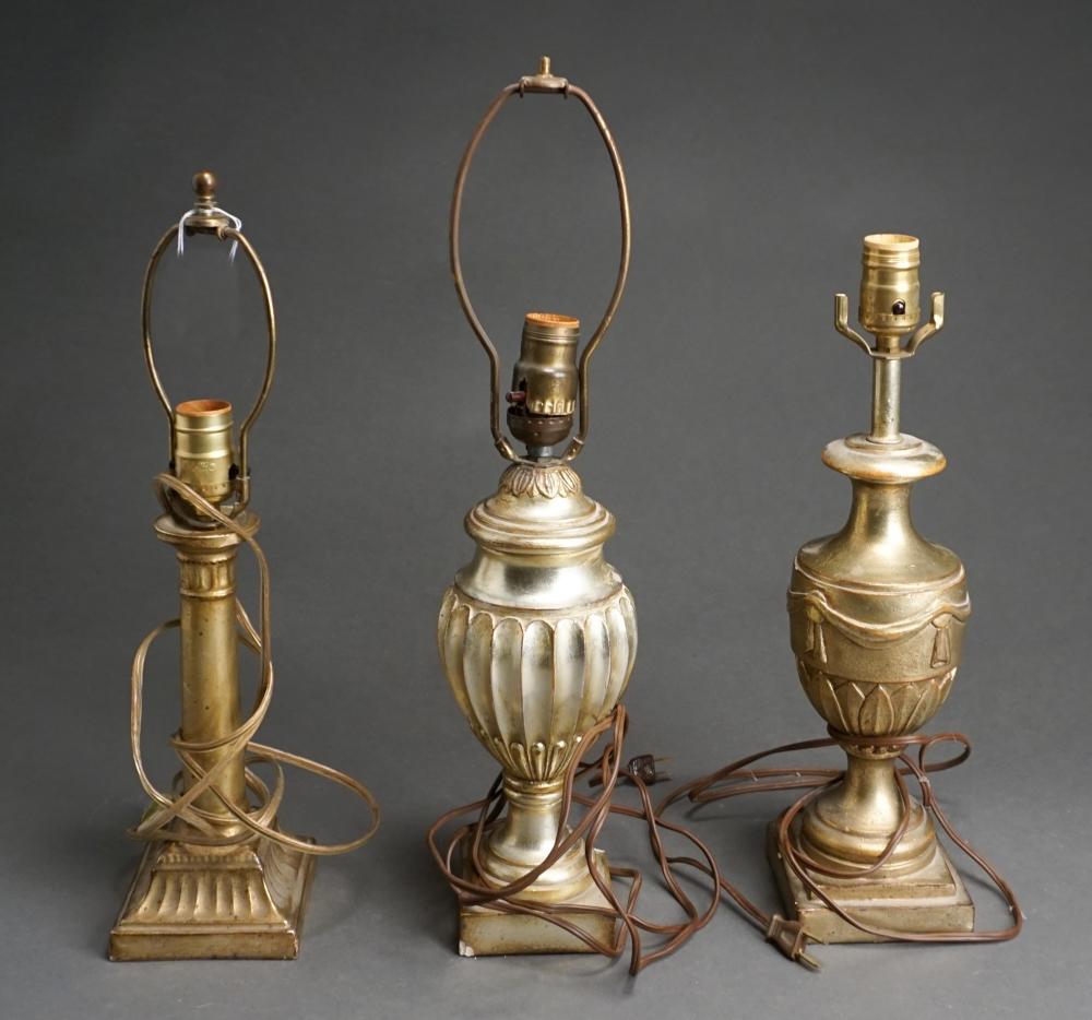 Appraisal: Three Borghese Classical Style Gilt Plaster Table Lamps H of