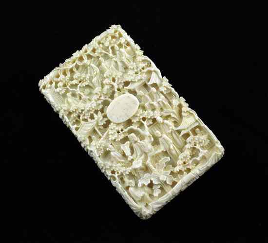 Appraisal: A th century Chinese ivory card case carved in relief