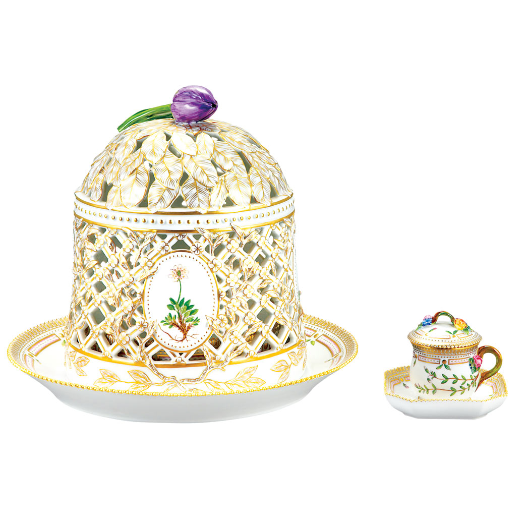 Appraisal: Royal Copenhagen Flora Danica Porcelain Ice Cream Dome on Stand