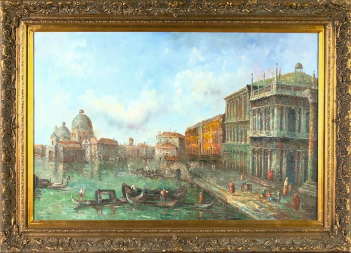 Appraisal: Italian School st Century Venetian Canal Scene oil on canvas