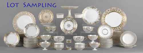 Appraisal: Collection of gilt decorated porcelain dinnerware to include Limoges Lenox