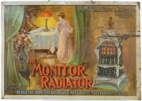 Appraisal: MONITOR RADIATOR TIN SIGN Colorful embossed sign depicts a domestic