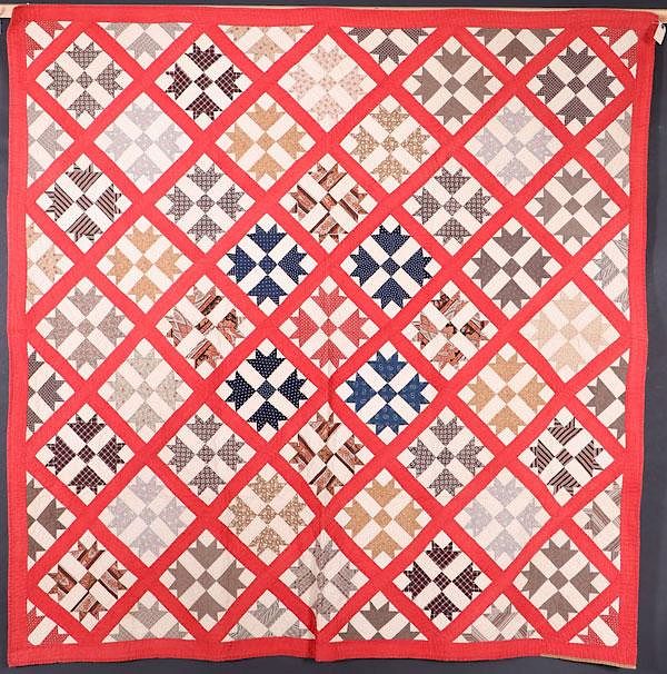 Appraisal: TH CENTURY HAND STITCHED AMERICAN QUILT A VERY FINE TH