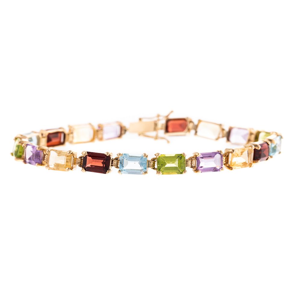 Appraisal: A Multi-Gemstone Bracelet in K Yellow Gold K yellow gold