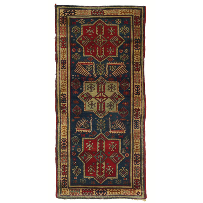 Appraisal: Caucasian runner contemporary c three medallions on a blue field