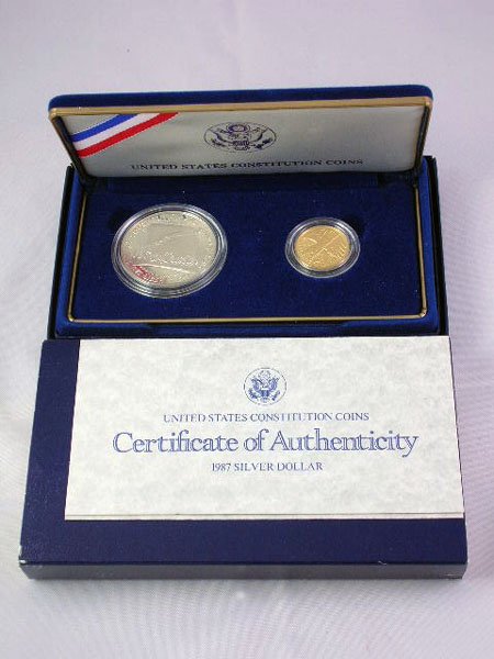 Appraisal: United States Constitution two coin proof set with gold piece