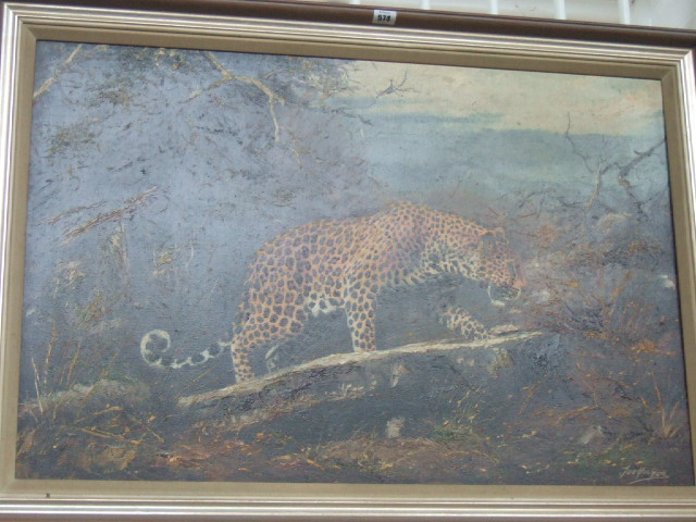 Appraisal: J de Nooyer th century A prowling leopard oil on